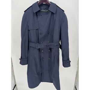 Vintage US Military All-Weather Trench Coat 48R Removable Liner Navy